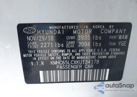 2019 Hyundai Ioniq Hybrid Blue from USA, damaged, VIN KMHC65LCXKU134178